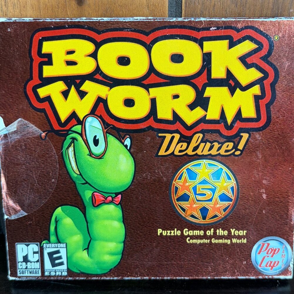 Book Worm Deluxe! Popcap Windows PC CD-ROM VINTAGE Software Puzzle Computer Game